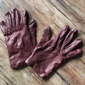 Women’s Vintage Burgundy Leather Gloves 7